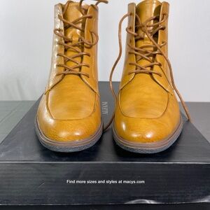 Men's 7.5M Alfani Oliver Tan Leather Lace-Up Boots